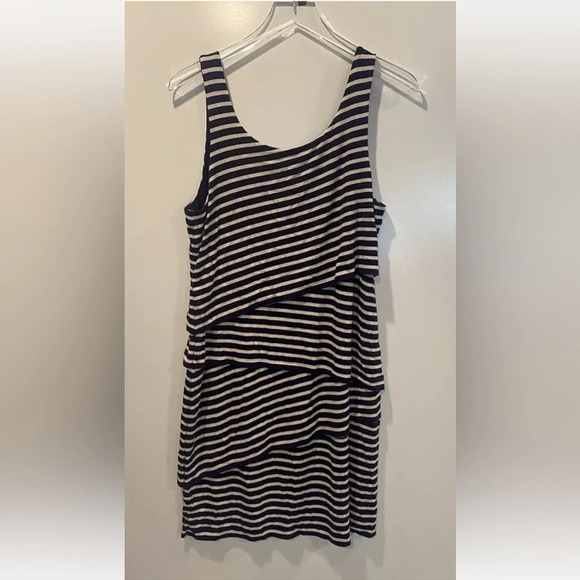 Ann‎ Taylor Loft Tiered Striped Sleeveless Dress Womens Size Large (957) - Picture 2 of 4